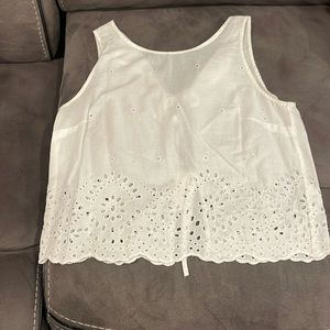Perforated white sleeveless back tie tank. H&M. Size 6.
